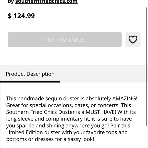 Southern Fried Chics Black Royal Duster Small - Picture 7 of 7